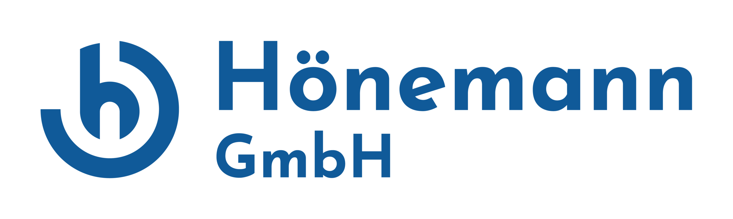 Blaues Logo der Hönemann GmbH auf transparentem Hintergrund.